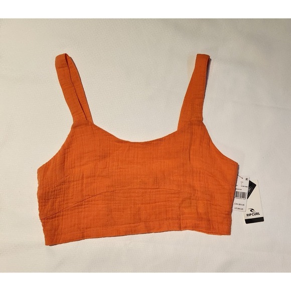 Rip Curl Tops - RIP CURL Orange Cropped Sleeveless Wide‎ Strap Square Neck Tank Top Size L